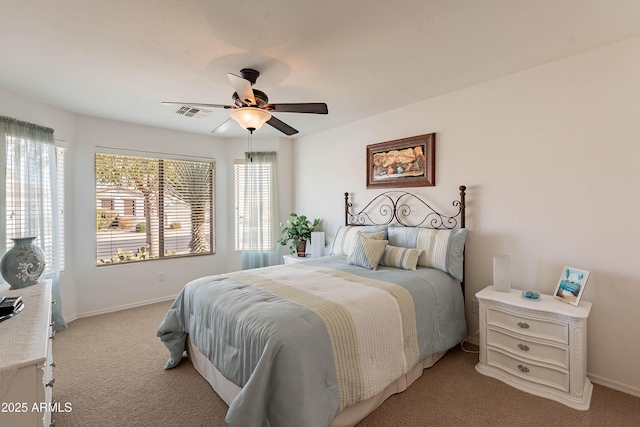 bedroom with carpet and ceiling fan