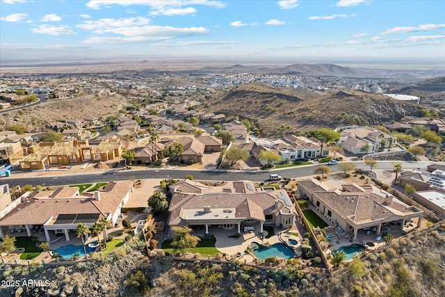 drone / aerial view with a mountain view