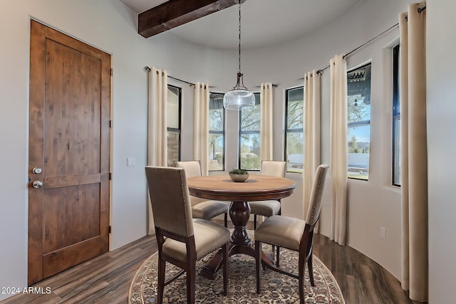 7845 E Dynamite Blvd, Scottsdale, AZ 85266 - dining area with dark wood-type flooring and beamed ceiling