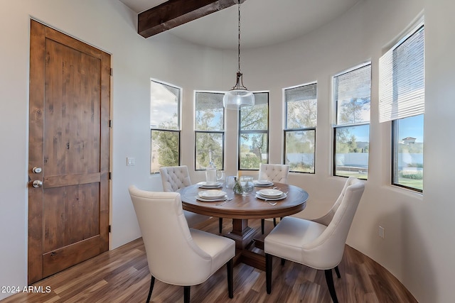 7845 E Dynamite Blvd, Scottsdale, AZ 85266 - dining area with beam ceiling and wood finished floors