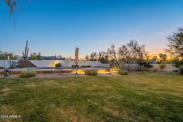 view of yard at dusk