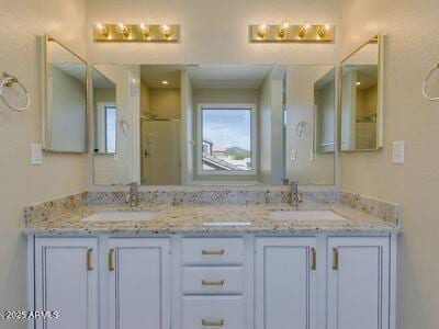 3634 N Desert Oasis, Mesa, AZ 85207 - full bathroom with double vanity and an enclosed shower