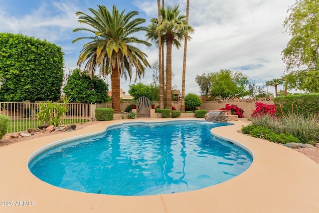view of swimming pool featuring a fenced in pool and a fenced backyard