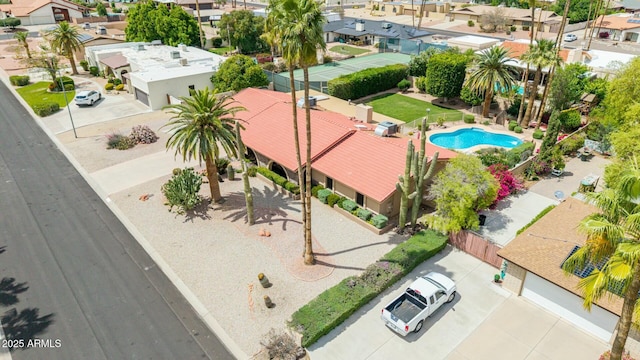 drone / aerial view with a residential view