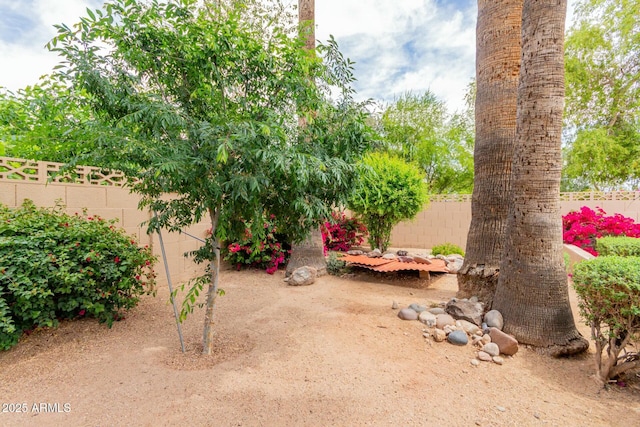 view of yard featuring a fenced backyard
