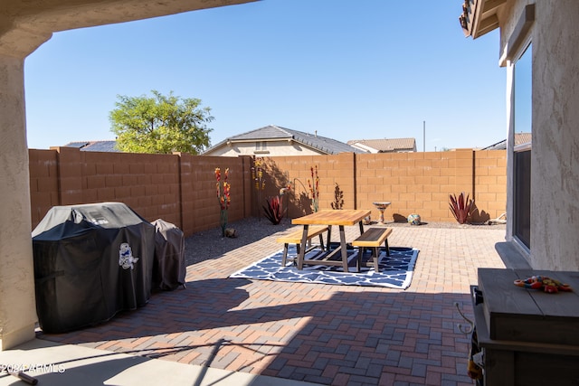 view of patio with area for grilling