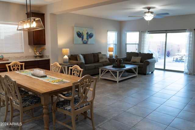 dining room with light tile patterned floors