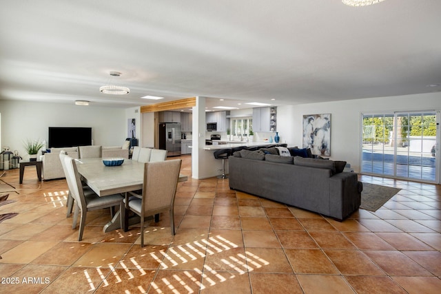 view of tiled dining space