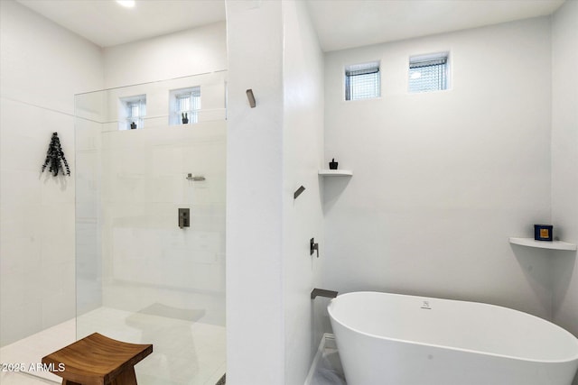 bathroom with separate shower and tub