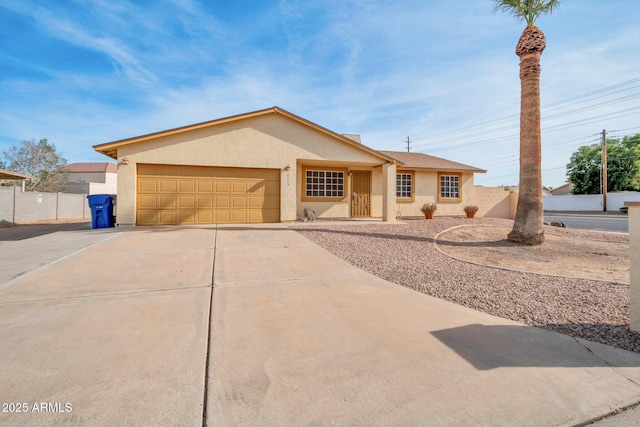 single story home with a garage