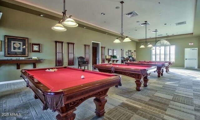 23075 W Arrow Dr, Buckeye, AZ 85326 - game room with pool table, a high ceiling, and carpet flooring