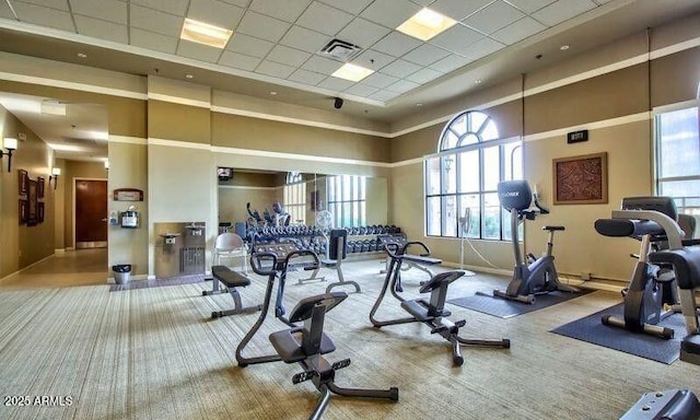 23075 W Arrow Dr, Buckeye, AZ 85326 - workout area featuring carpet flooring and a high ceiling