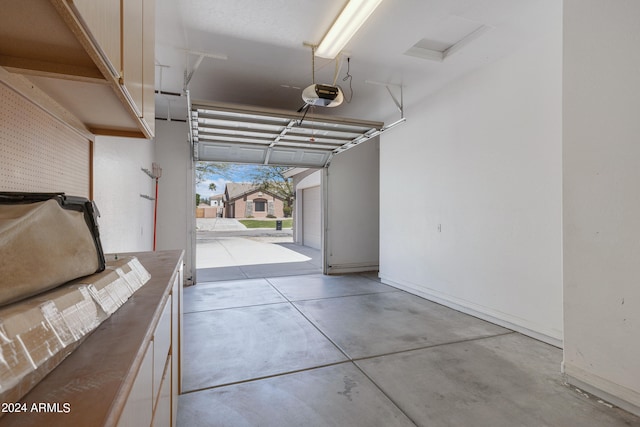 garage with a garage door opener