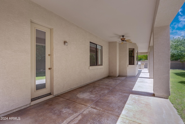 view of patio / terrace with ceiling fan