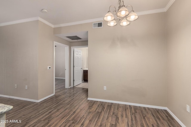 unfurnished dining area with visible vents and crown molding