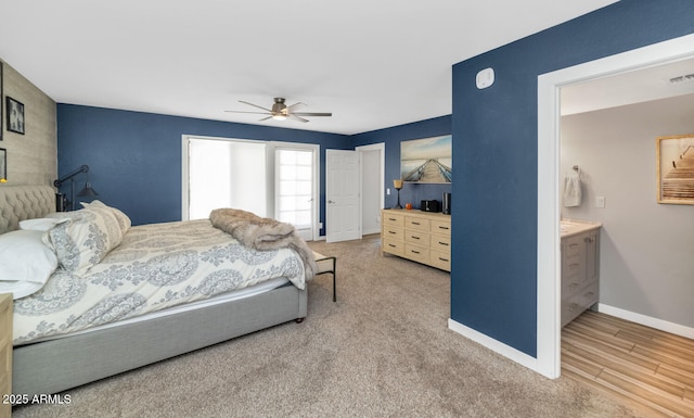 7806 N Via Del Sol, Scottsdale, AZ 85258 - bedroom featuring a ceiling fan and light carpet