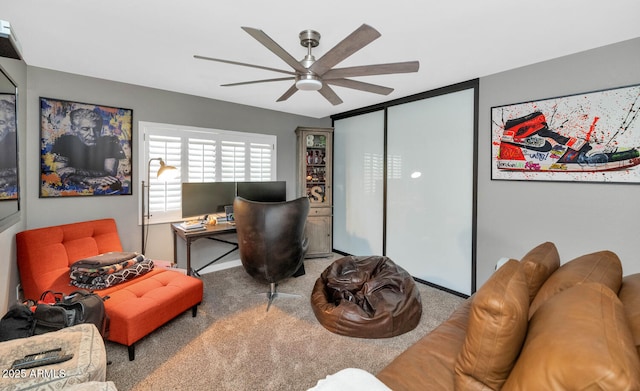 7806 N Via Del Sol, Scottsdale, AZ 85258 - carpeted home office with a ceiling fan and baseboards