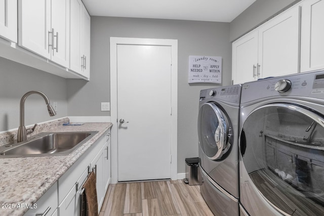 7806 N Via Del Sol, Scottsdale, AZ 85258 - laundry area with washing machine and dryer, cabinet space, and light wood-style floors