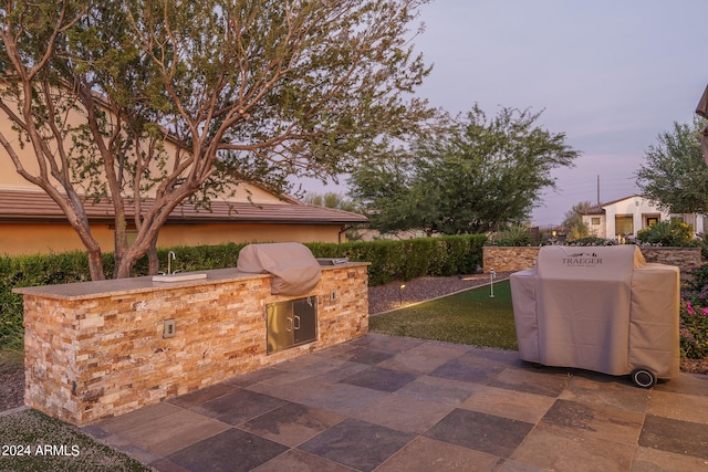 view of patio / terrace with grilling area, area for grilling, and sink