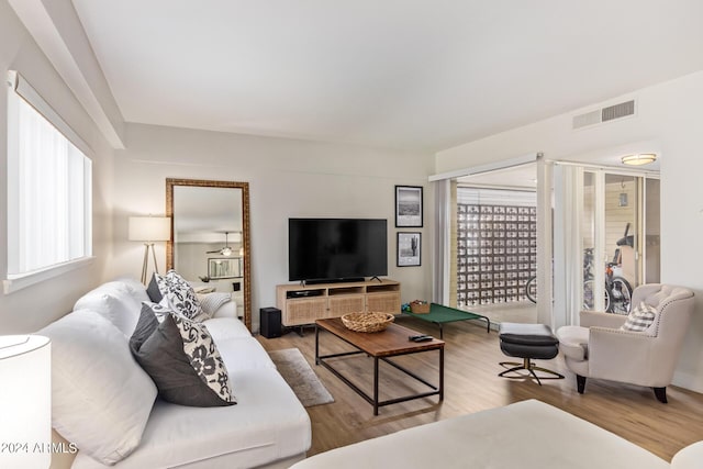 living room featuring hardwood / wood-style floors