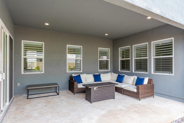 view of terrace featuring an outdoor living space