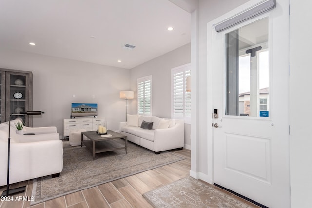 living room featuring light hardwood / wood-style floors