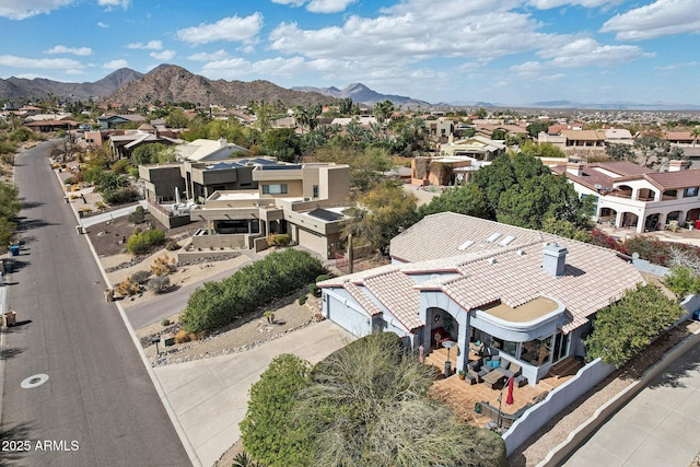 aerial view with a residential view and a mountain view