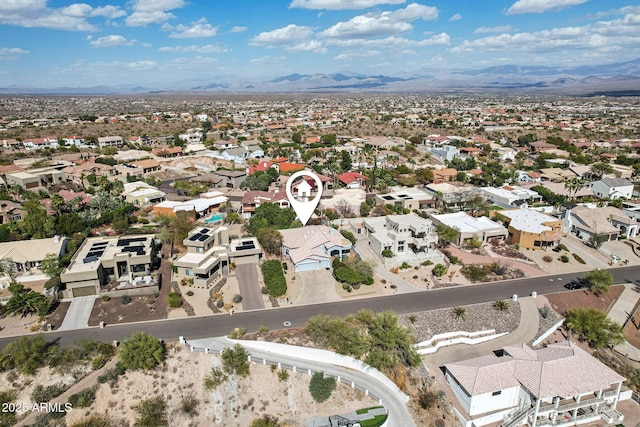 bird's eye view with a residential view and a mountain view