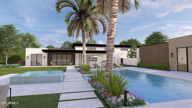 pool with a patio