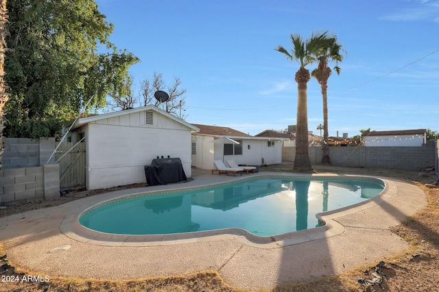 view of swimming pool with a grill