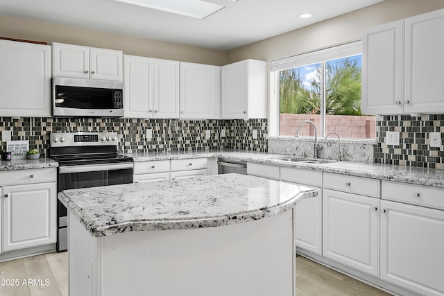 3126 W Stephens Pl, Chandler, AZ 85226 - kitchen featuring appliances with stainless steel finishes, white cabinets, light wood-style floors, a sink, and backsplash