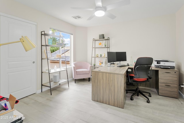 3126 W Stephens Pl, Chandler, AZ 85226 - office with light wood finished floors, a ceiling fan, and baseboards