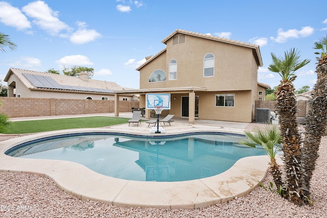 3126 W Stephens Pl, Chandler, AZ 85226 - view of pool featuring a patio area, a fenced backyard, and central air condition unit