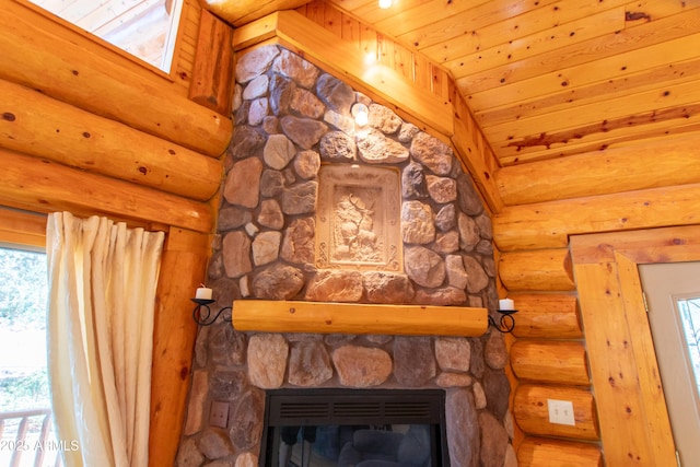 6168 W Hidden Pines Loop, Pine, AZ 85544 - detailed view of a fireplace and log walls