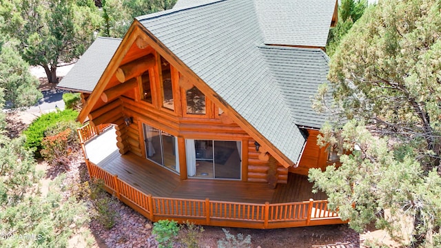 6168 W Hidden Pines Loop, Pine, AZ 85544 - back of house featuring log siding and a deck