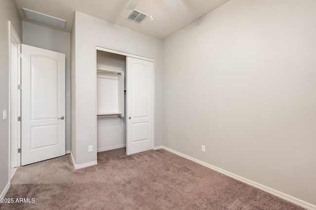 2611 S Quaintance St, Gilbert, AZ 85295 - unfurnished bedroom featuring carpet flooring, baseboards, a closet, and ceiling fan