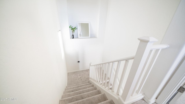 staircase with carpet flooring