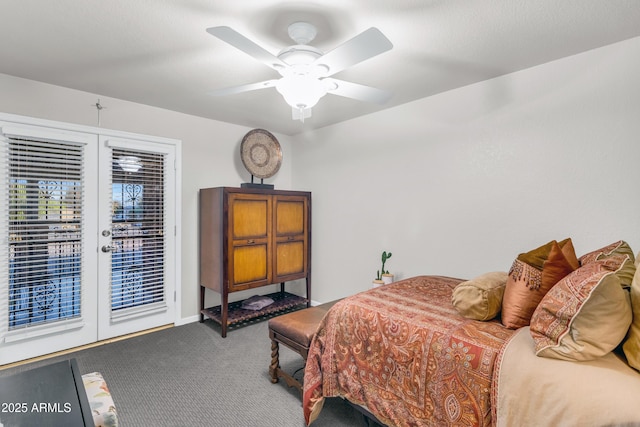 7763 W Libby St, Glendale, AZ 85308 - carpeted bedroom with access to exterior, ceiling fan, and french doors