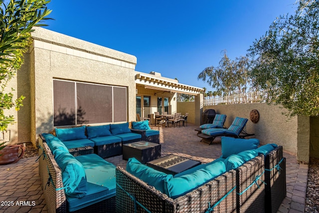 view of patio featuring an outdoor living space