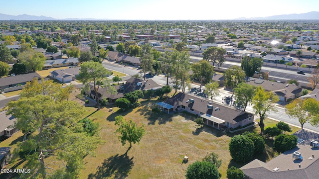 drone / aerial view featuring a mountain view