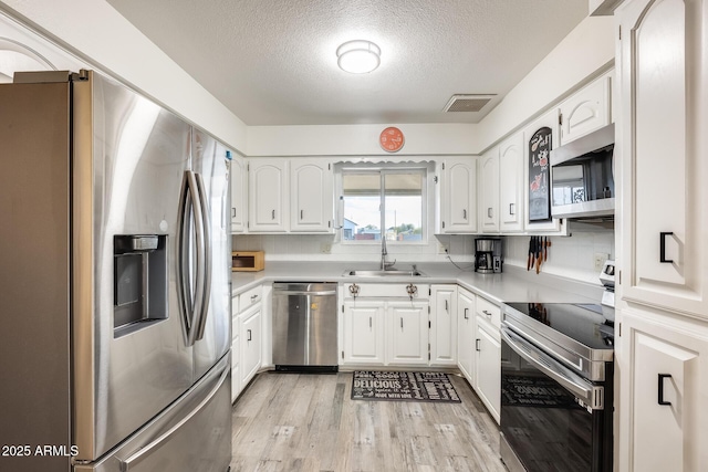 kitchen with white cabinetry, stainless steel appliances, and sink