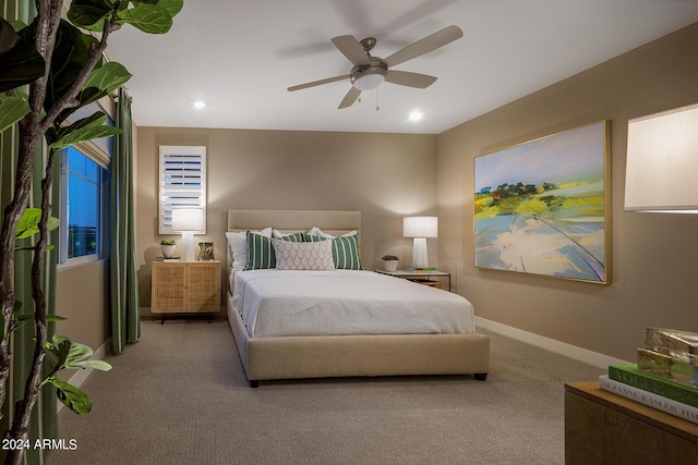 2482 W Rowel Rd, Phoenix, AZ 85085 - carpeted bedroom featuring baseboards, recessed lighting, and a ceiling fan