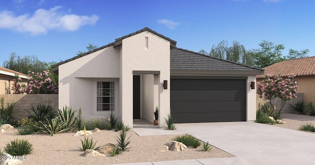 3913 S 233rd Ln, Buckeye, AZ 85326 - view of front of home with a garage, stucco siding, concrete driveway, and a tiled roof