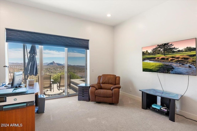 sitting room with light carpet