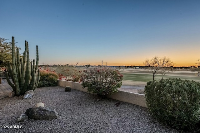 view of yard at dusk