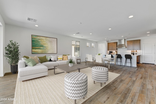 living room featuring light hardwood / wood-style floors