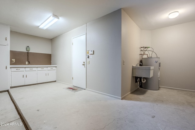 basement with electric water heater