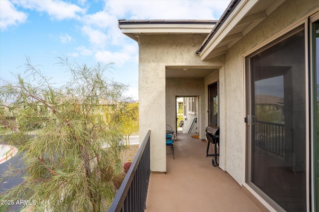 balcony featuring area for grilling