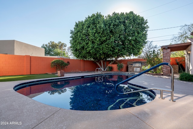 view of swimming pool featuring a patio