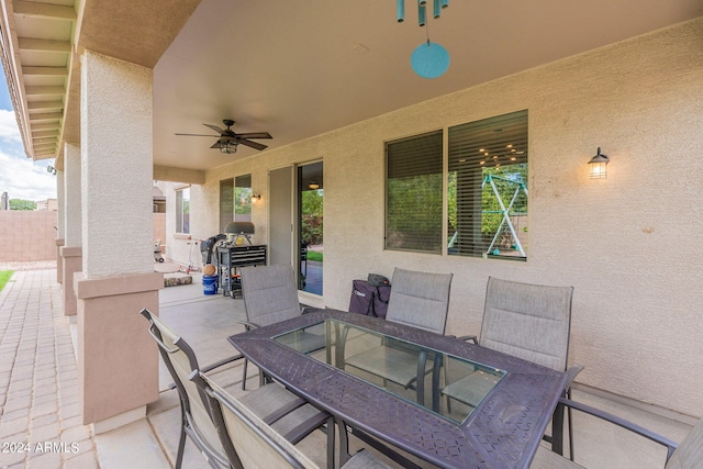 view of patio with ceiling fan